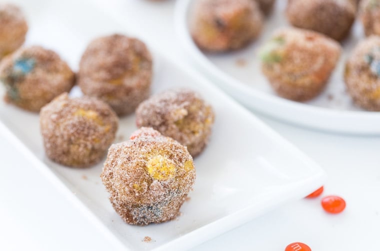 Pumpkin Spice Donut Holes with M&Ms