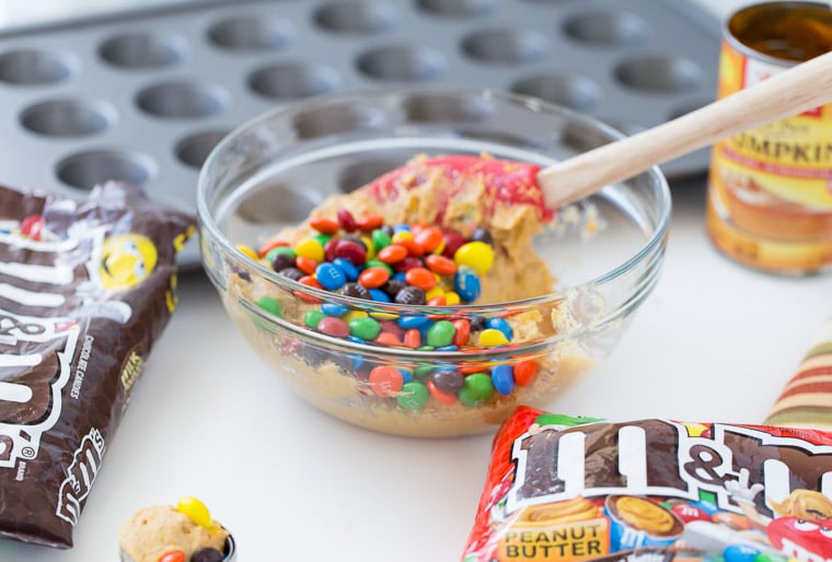 Pumpkin Spice Donut Holes with M&Ms