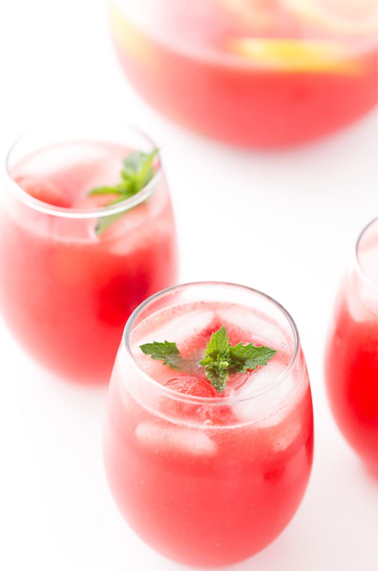 A refreshing recipe for watermelon sangria with either sparkling wine, dry white or rose. 