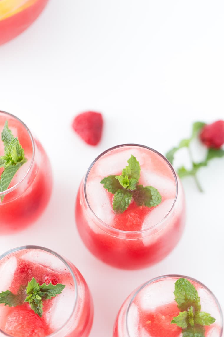 A refreshing recipe for watermelon sangria with either sparkling wine, dry white or rose. 