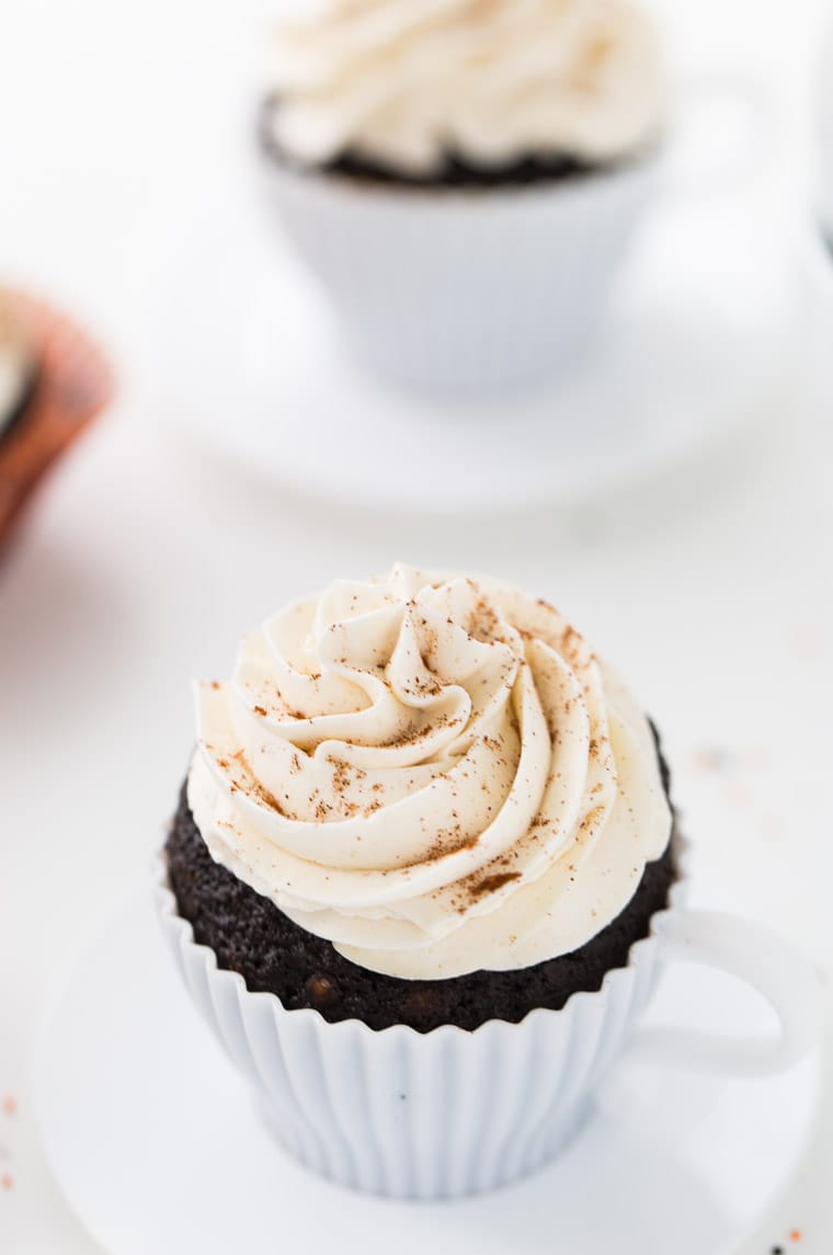 These Chile Mocha Cupcakes are just like the coffee drink. Sweet and spicy with cocoa, cinnamon and vanilla in the cupcakes and a dash of chile.