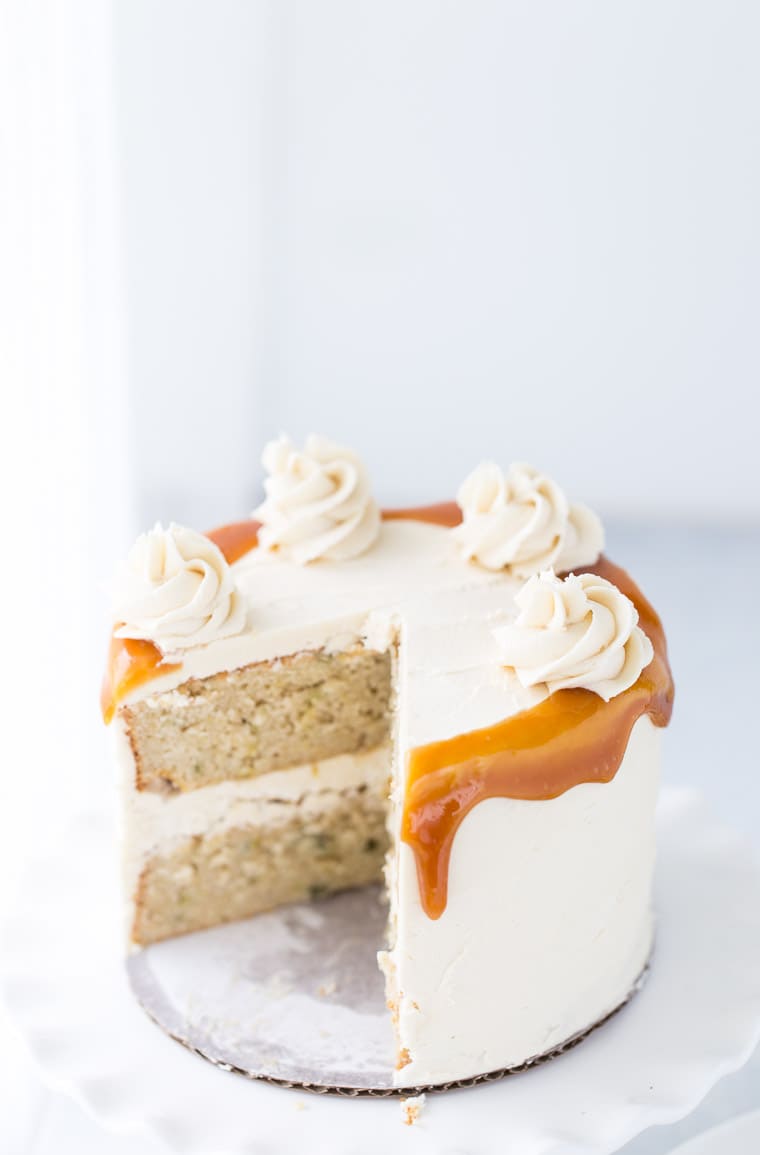 This Spiced Pear Cake is moist from fresh juicy pears, nutty from browned butter and topped with a honey caramel frosting. 