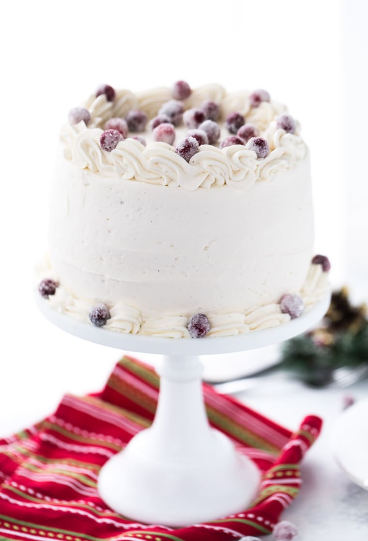 This eggnog bourbon cake is moist, perfectly spiced and topped with whipped bourbon frosting. 