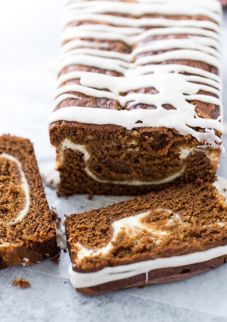 Just like the gingerbread latte this cake is perfectly spiced, soft, infused with espresso and swirled with cream cheese. 