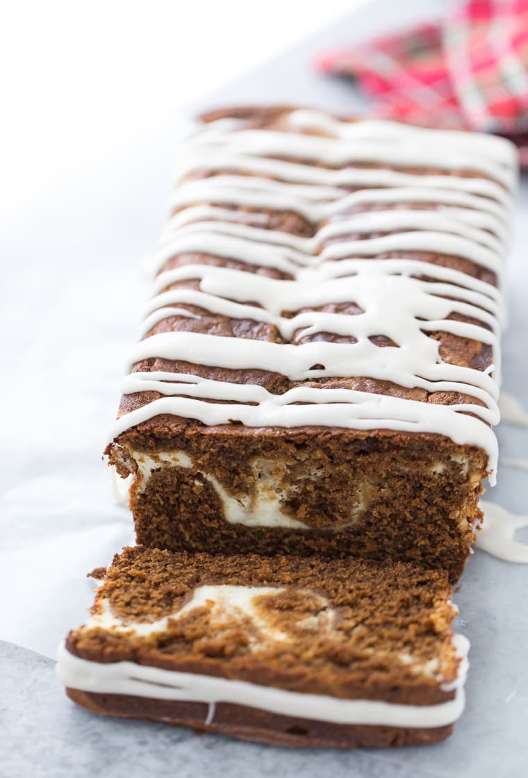 Just like the gingerbread latte this cake is perfectly spiced, soft, infused with espresso and swirled with cream cheese. 
