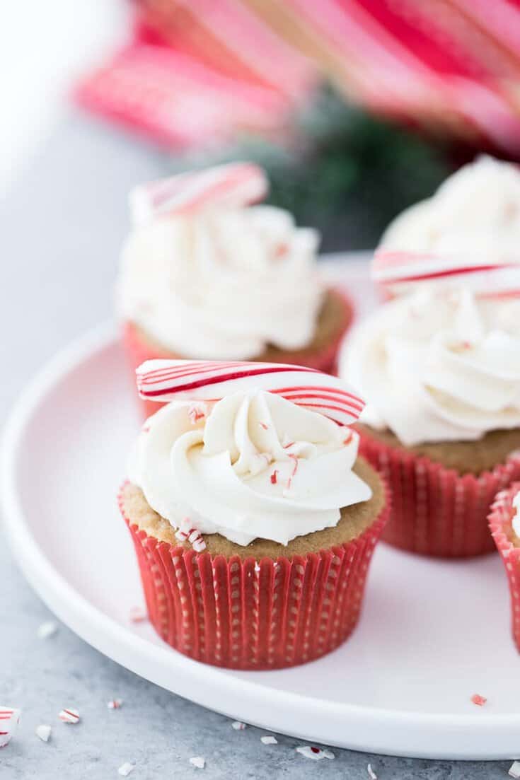 These peppermint white chocolate latte cupcakes are just like the drink- sweet, creamy and with cool peppermint, they are perfect for the holiday season. 