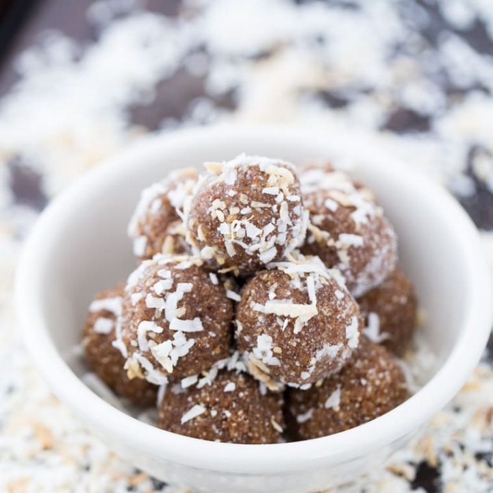 These no-bake, vegan, gluten-free coconut date balls are the perfect energy bites for snacks on-the-go
