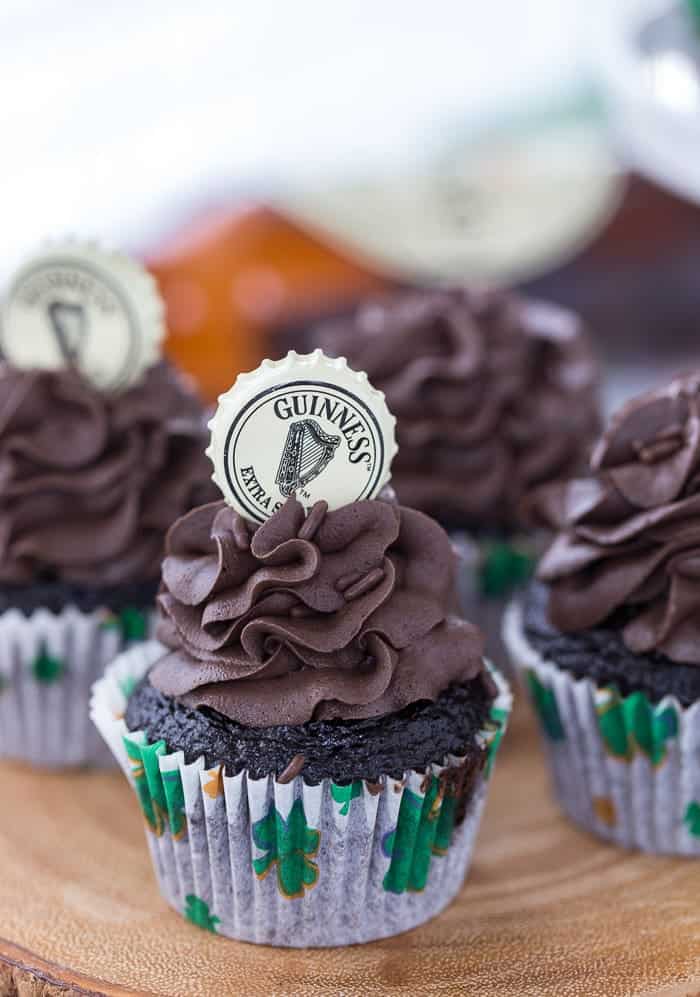 These dark, decadent chocolate Guinness cupcakes are perfect for your St Patrick's Day celebration.