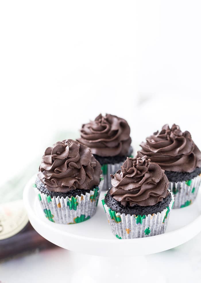 These dark, decadent chocolate Guinness cupcakes are perfect for your St Patrick's Day celebration.