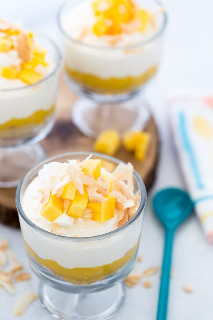 This tropical coconut mango mousse will take you to the tropics with the creamy coconut mousse and sweet mango infusion. 
