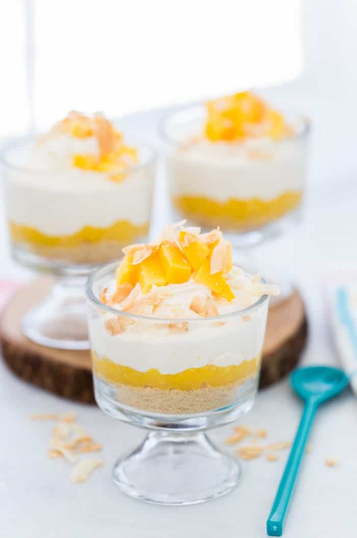 This tropical coconut mango mousse will take you to the tropics with the creamy coconut mousse and sweet mango infusion. 