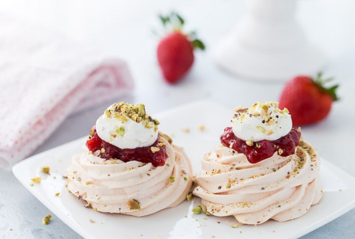 Rosewater Pavlova with Strawberries and Pistachio - A Classic Twist