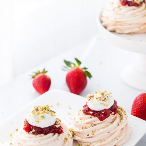 Rosewater Pavlova with Strawberries and Pistachios - A Classic Twist