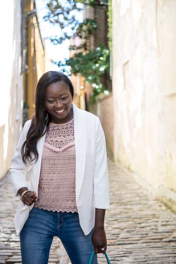 White 2025 blazer top