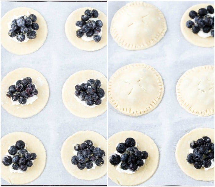 Classic blueberry hand pies with a flaky buttery crust filled with warm juicy blueberry filling and a dollop of cream cheese. It's simply amazing. 