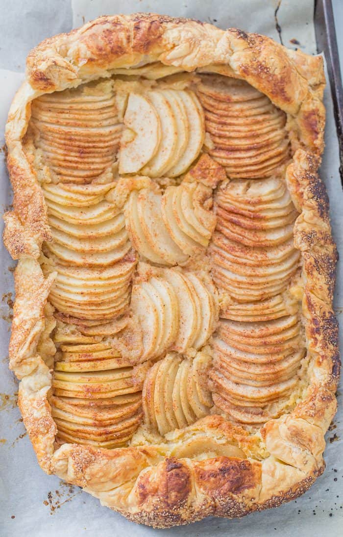 This pear almond galette is a fall-must have with juicy tender pears cooked on top of an almond frangipane inside a flaky puff pastry crust. 
