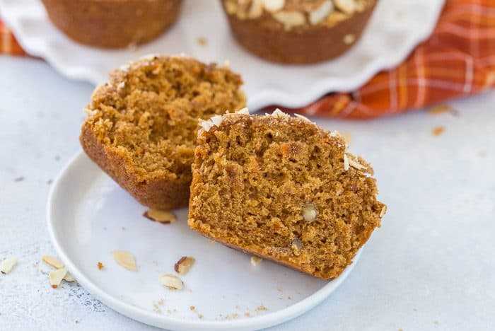 These pumpkin spice carrot muffins are moist, hearty with carrots and walnuts and perfect for fall. Enjoy with a cup of coffee or as a late afternoon snack. 