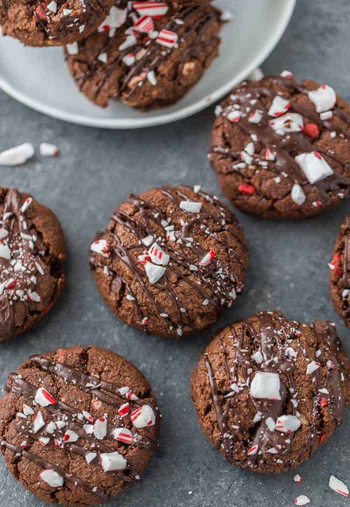 These chewy and indulgent double chocolate peppermint cookies are perfect for your holiday cookie platter! 