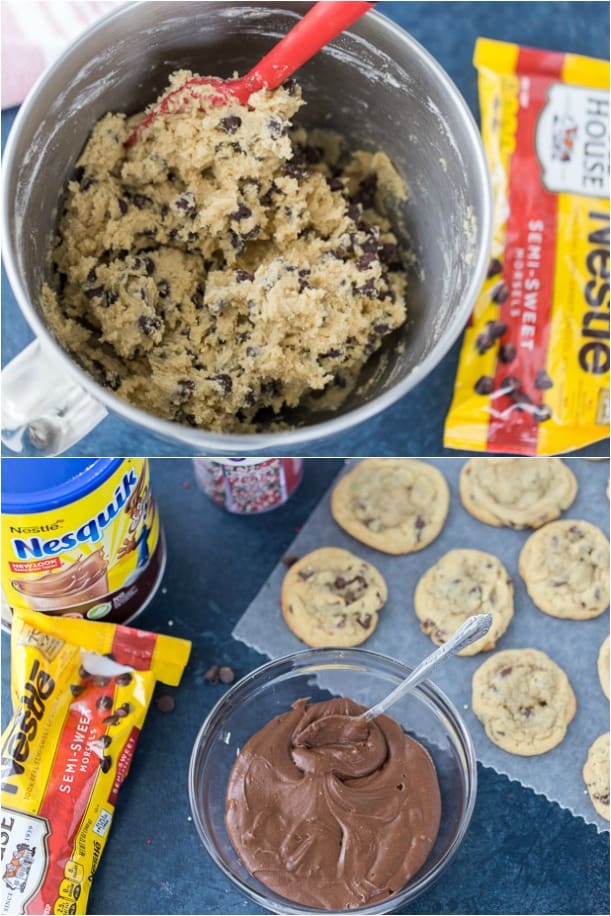 chocolate chip cookies with chocolate frosting