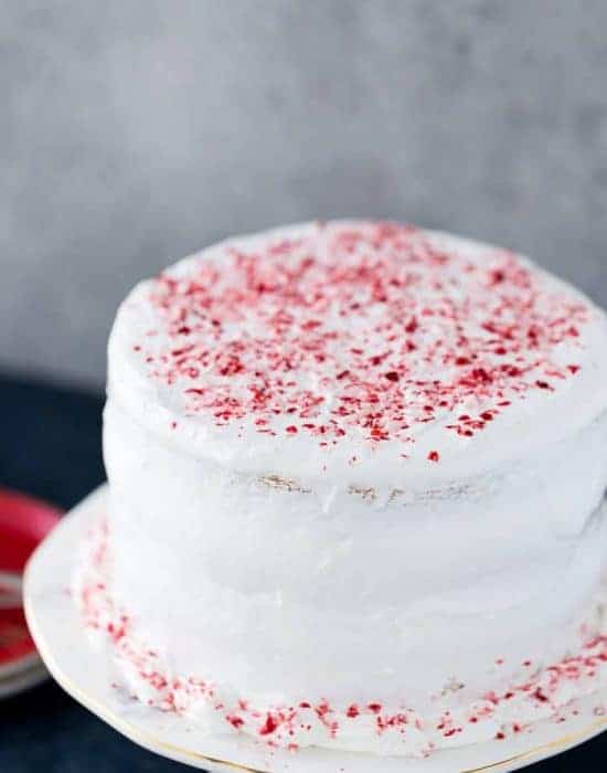 This peppermint layered cake is a holiday special with an airy, light peppermint crunch cake with a sweet peppermint cloud frosting. It's winter perfection.