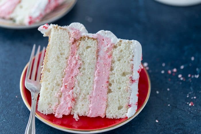 This peppermint layered cake is a holiday special with an airy, light peppermint crunch cake with a sweet peppermint cloud frosting. It's winter perfection.