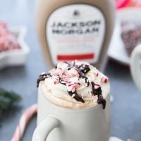 A cozy peppermint mocha cocktail with espresso, indulgent chocolate and a shot of peppermint mocha cream. It's perfect for any cold winter night.