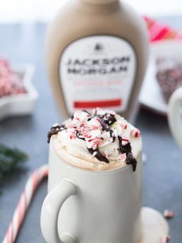 A cozy peppermint mocha cocktail with espresso, indulgent chocolate and a shot of peppermint mocha cream. It's perfect for any cold winter night.