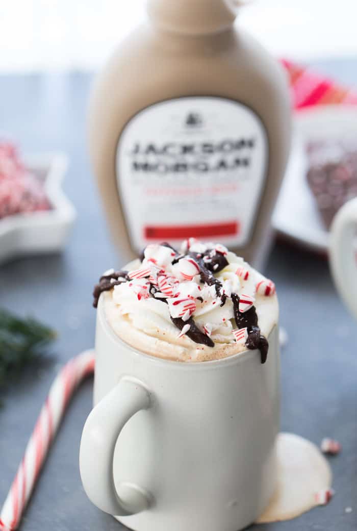 A cozy peppermint mocha cocktail with espresso, indulgent chocolate and a shot of peppermint mocha cream. It's perfect for any cold winter night. 