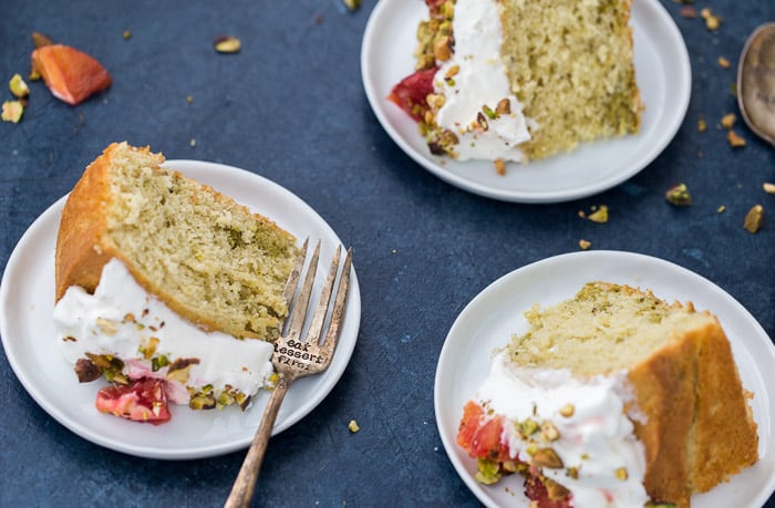 Orange Chiffon Cake with Pistachio-Cardamom Swirls