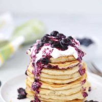 Lemon Blueberry Pancakes with Blueberry Compote