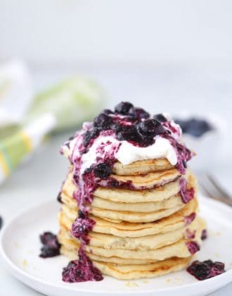 Lemon Blueberry Pancakes with Blueberry Compote