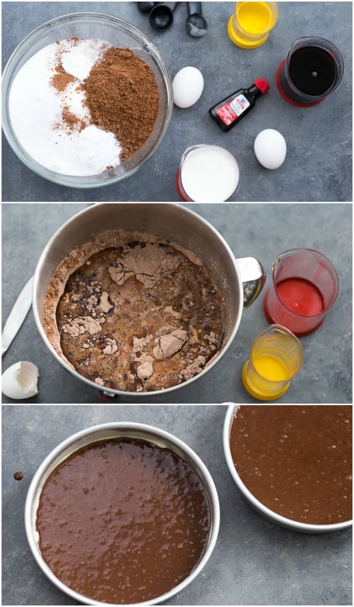 baking a cake in a bowl