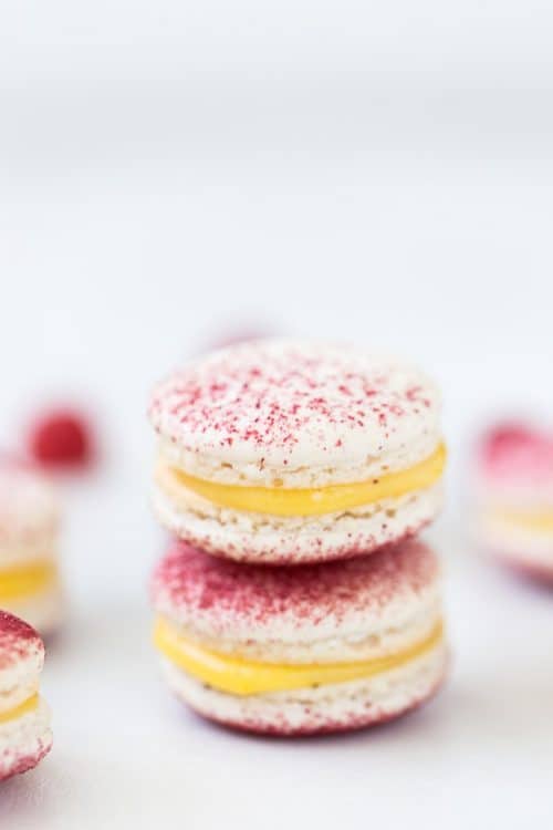 Raspberry Macarons With Passion Fruit Filling