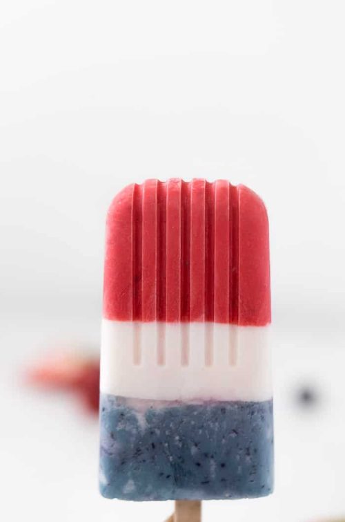 red, white and blue popsicles (coconut berry ice pops)