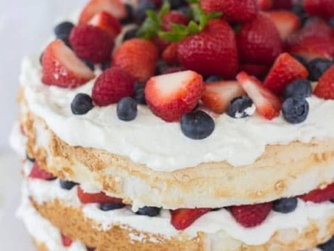 Angel Food Cake With Coconut Whipped Cream And Berries A Classic Twist