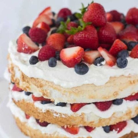 Angel Food Cake with Coconut Whipped Cream and Berries
