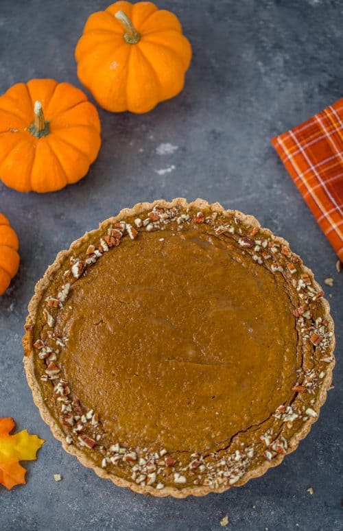 pumpkin maple tart with spiced pecan crust
