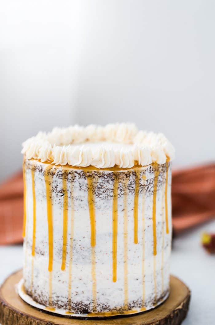 apple spice layer cake with cinnamon frosting