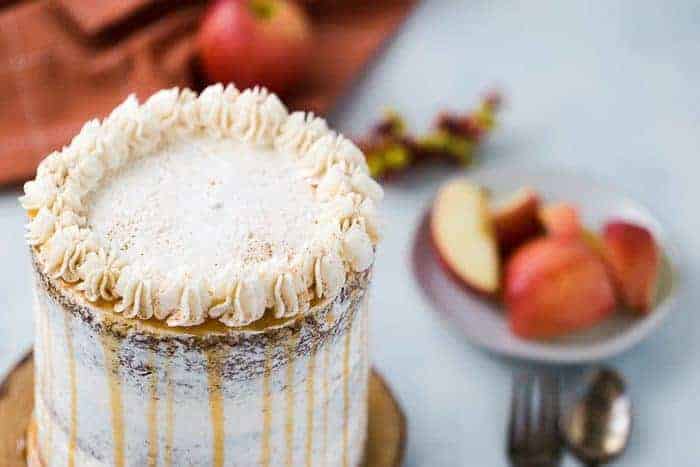 apple spice layer cake with cinnamon frosting