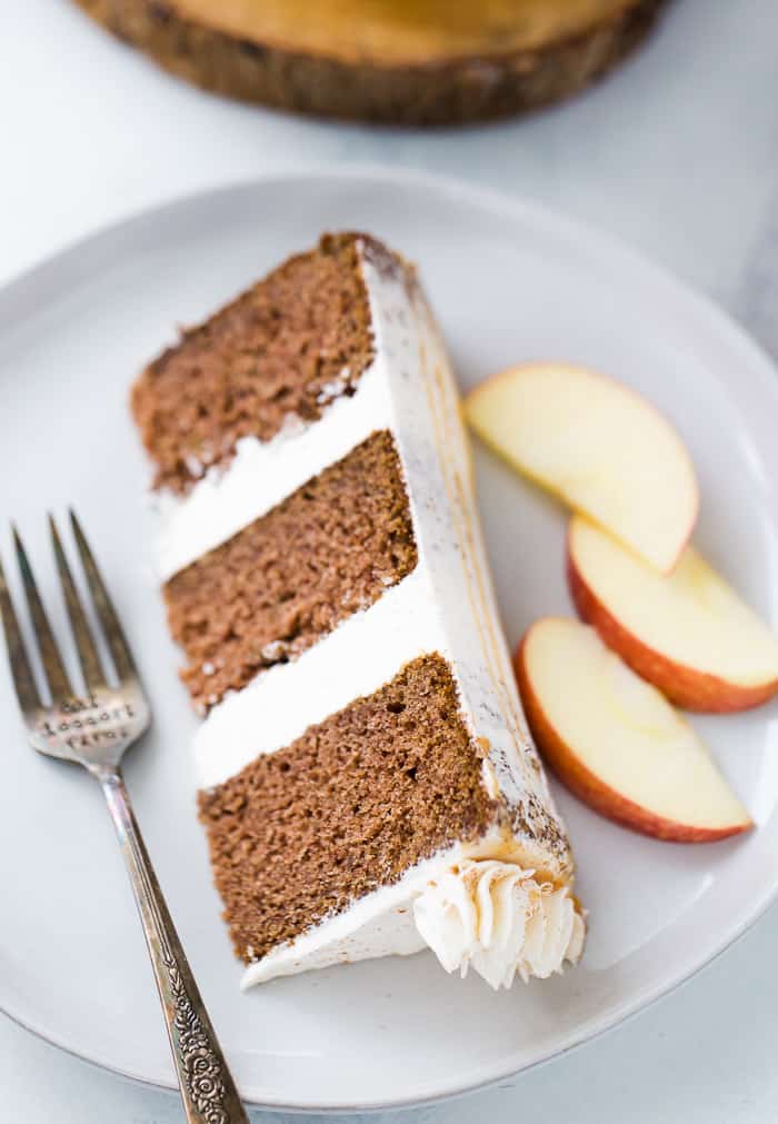 apple spice layer cake with cinnamon frosting