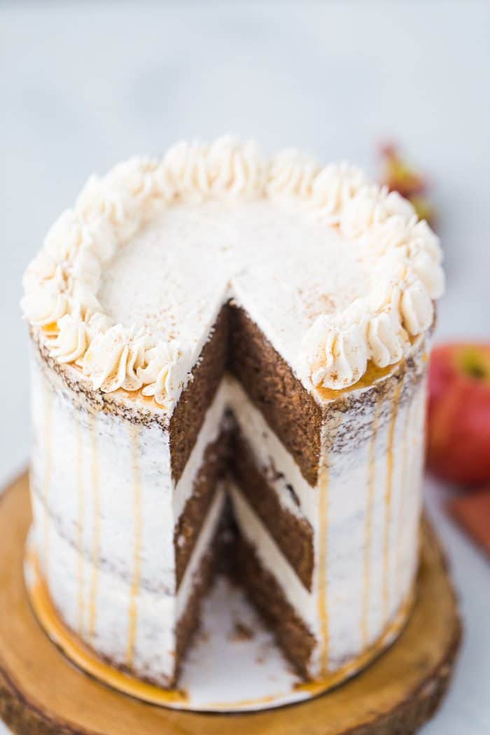 apple spice layer cake with cinnamon frosting