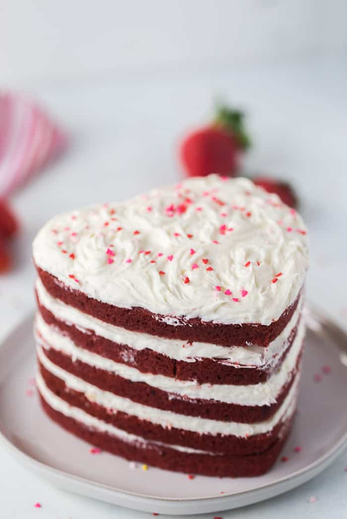 Luscious Red & White Heart Shape Red Velvet Cake