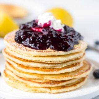 Lemon Ricotta Pancakes with Blueberry Compote