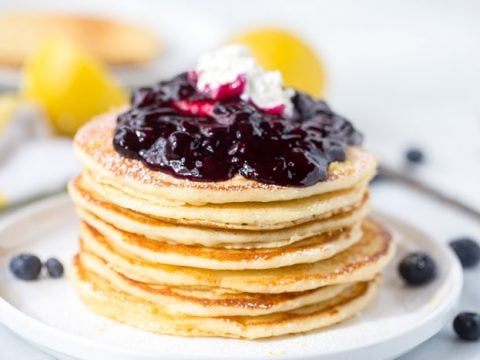 Lemon Ricotta Pancakes with Blueberry Compote - A Classic Twist