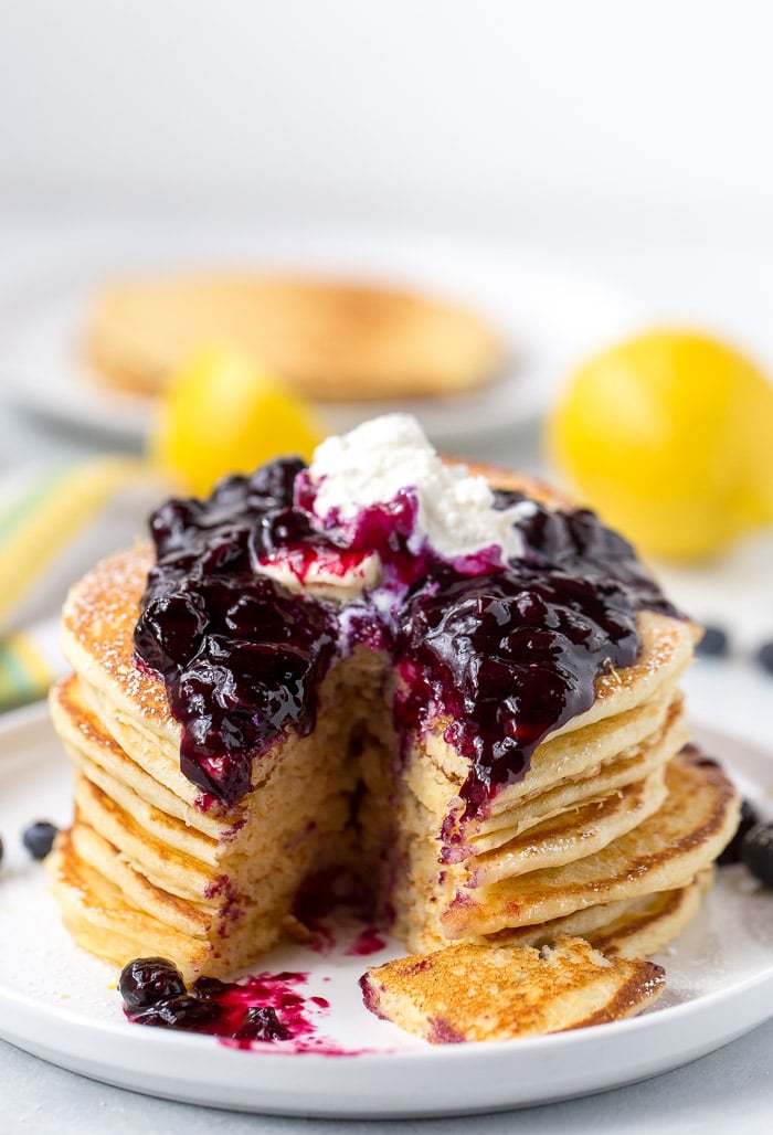 Lemon Ricotta Pancakes with Blueberry Compote - A Classic Twist