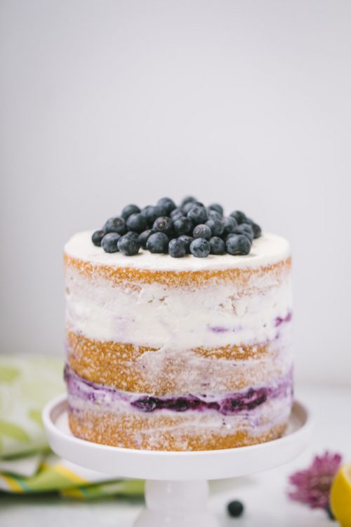 Lemon Blueberry Cake with Whipped Cream Cheese Frosting