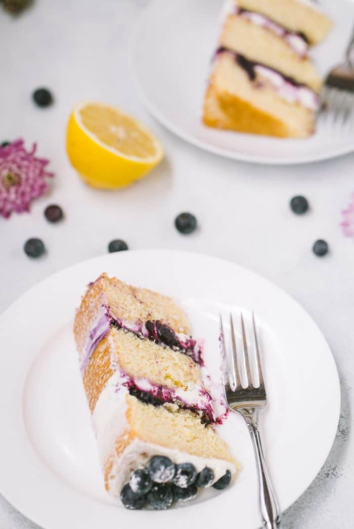 Lemon Blueberry Cake with Whipped Cream Cheese Frosting