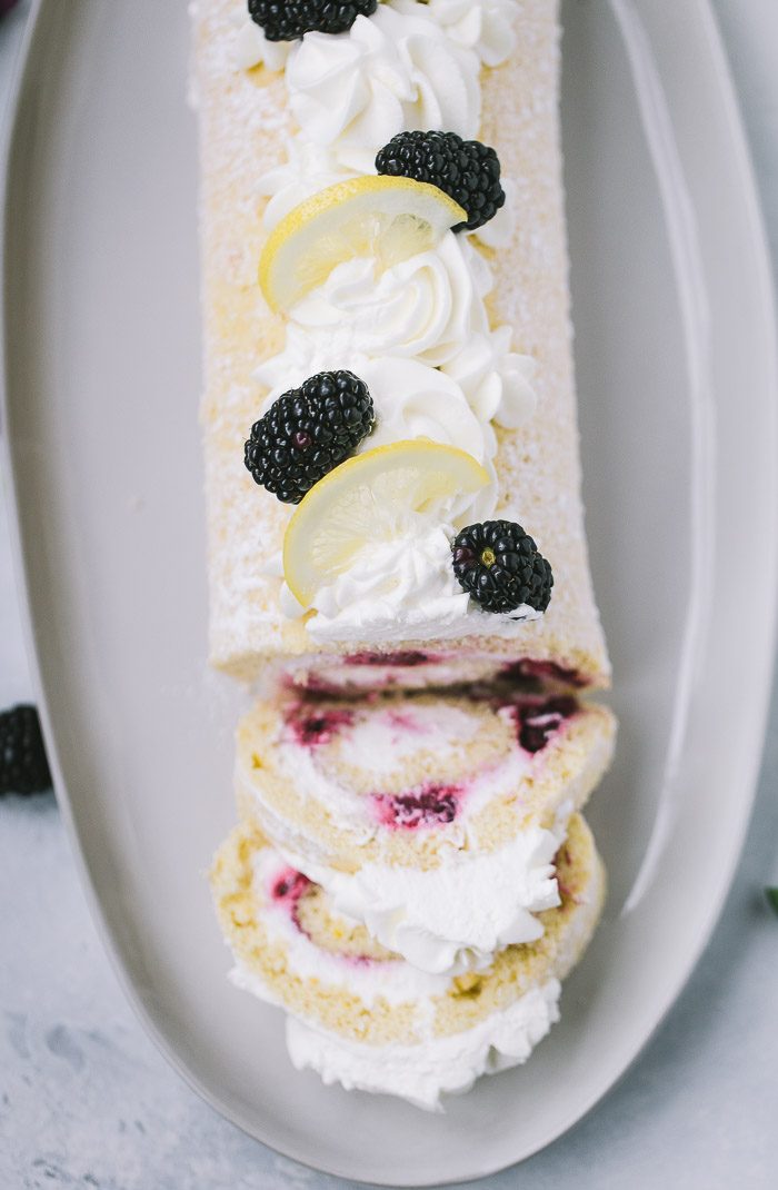 Blackberry Lemon Roll Cake