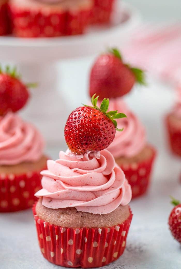 Fresh Strawberry Cupcakes with Strawberry Frosting