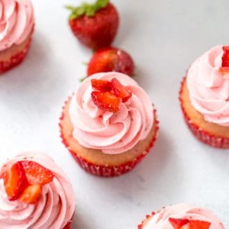 Fresh Strawberry Cupcakes with Strawberry Frosting